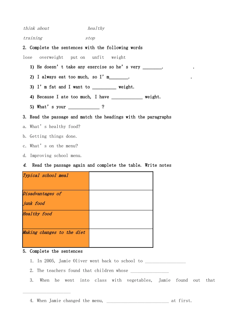 九年级英语上册Module 10 Unit 2 Jamie is a cook whose ideas are changing school dinners_第2页