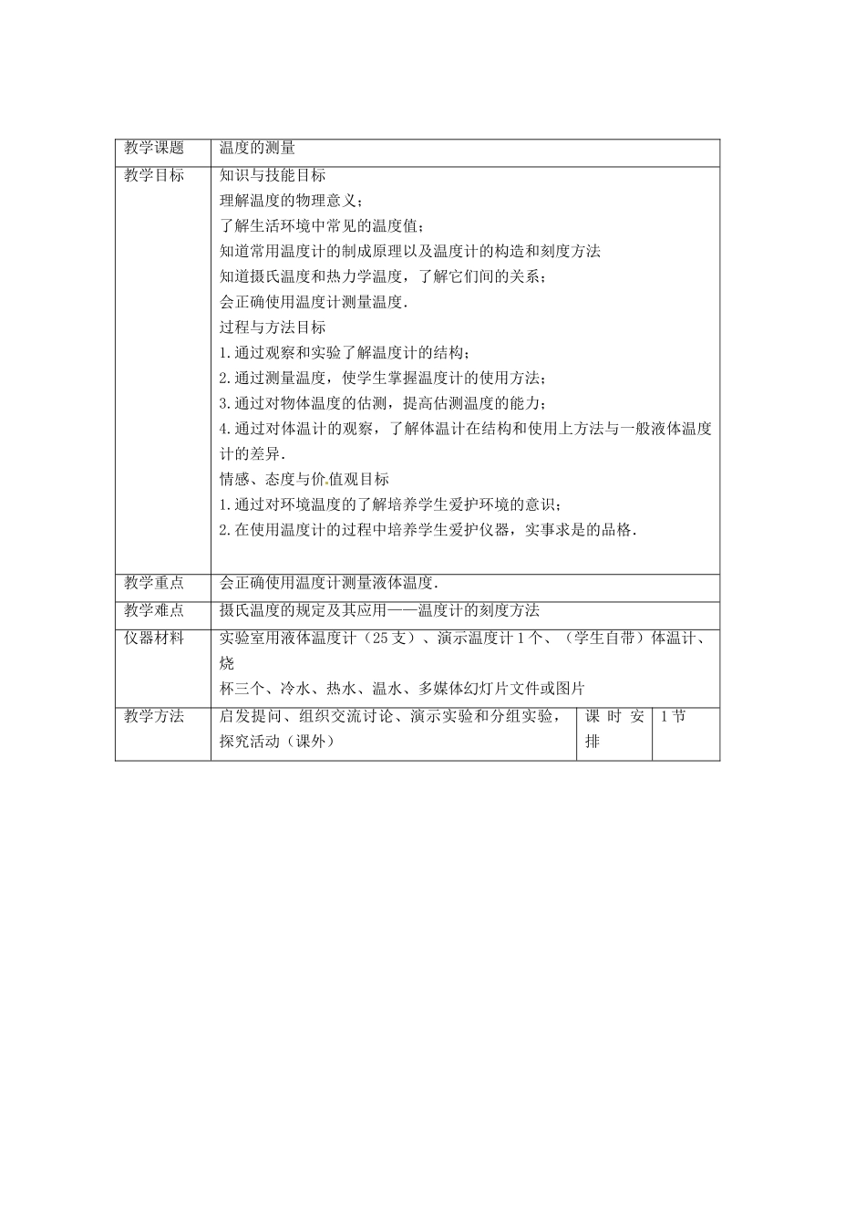八年级物理上册 1.2《温度的测量》教案1 北师大版_第3页