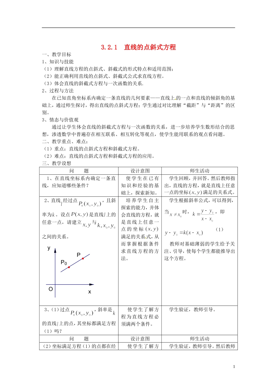 高中数学 3.2《直线的方程》教案 新人教必修2 _第1页