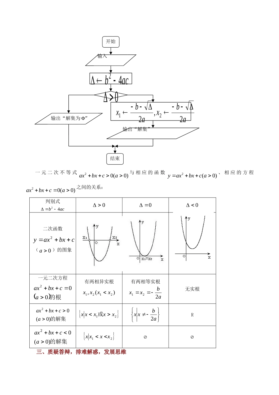 高中数学 3.2《一元二次不等式（1）》教案（苏教版必修5）_第2页