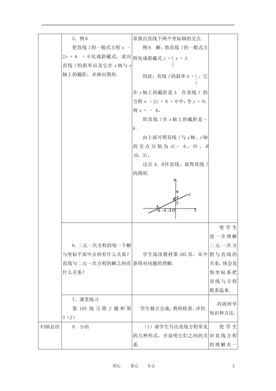 高中数学 3.2.3直线的一般式方程全册精品教案 新人教A版必修2_第3页