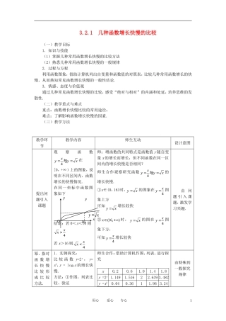 高中数学 3.2.1几种函数增长快慢的比较全册精品教案 新人教A版必修1