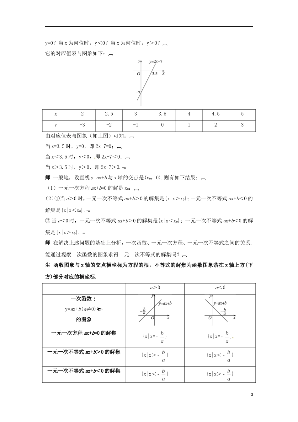 高中数学 3.2.1一元二次不等式的概念和一元二次不等式解法教学设计 新人教A版必修5-新人教A版高二必修5数学教案_第3页