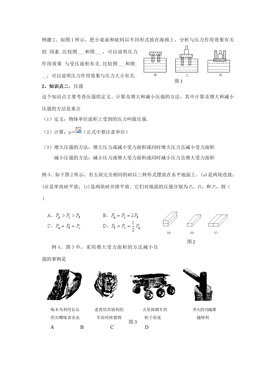 九年级物理上册《神奇的压强》教案2 沪粤版_第2页