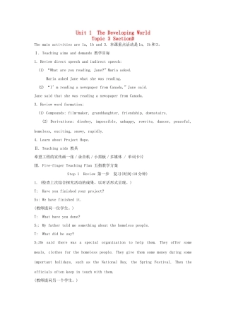 九年级英语上册《Unit 1 The Developing World》Topic3 SectionD 教案 仁爱版