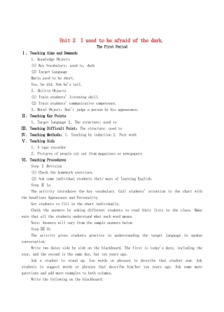 九年级英语全册 Unit 2 I used to be afraid of the dark单元整理教案 人教新目标版