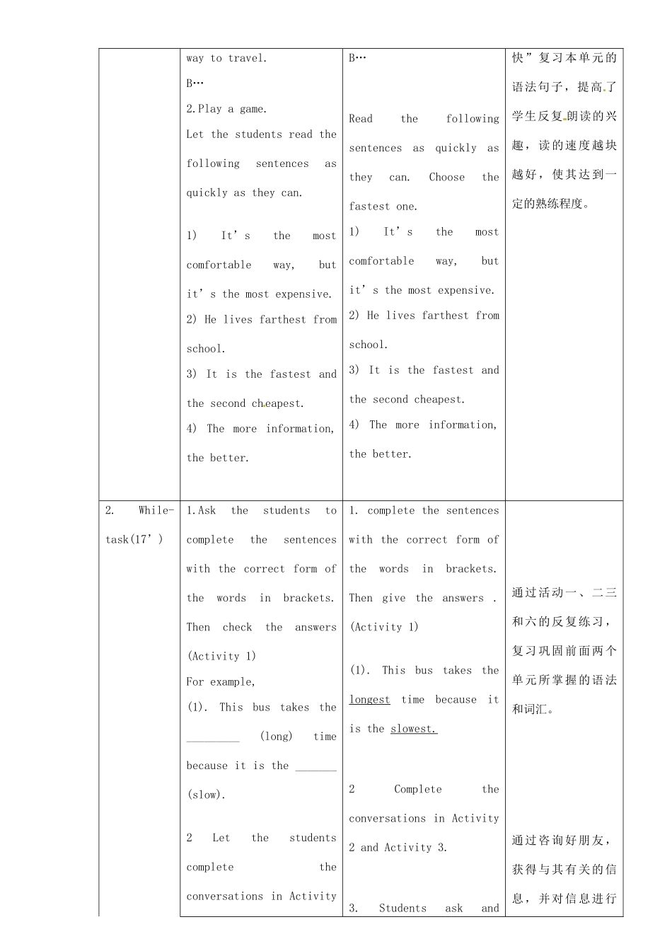八年级英语上册 Module 4 Planes，ships and trains Unit 3 Language in use教案 （新版）外研版-（新版）外研版初中八年级上册英语教案_第2页