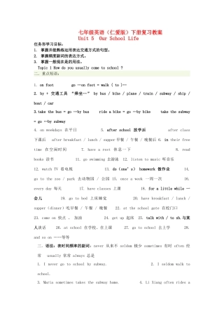 七年级英语下册 知识点教案  仁爱版