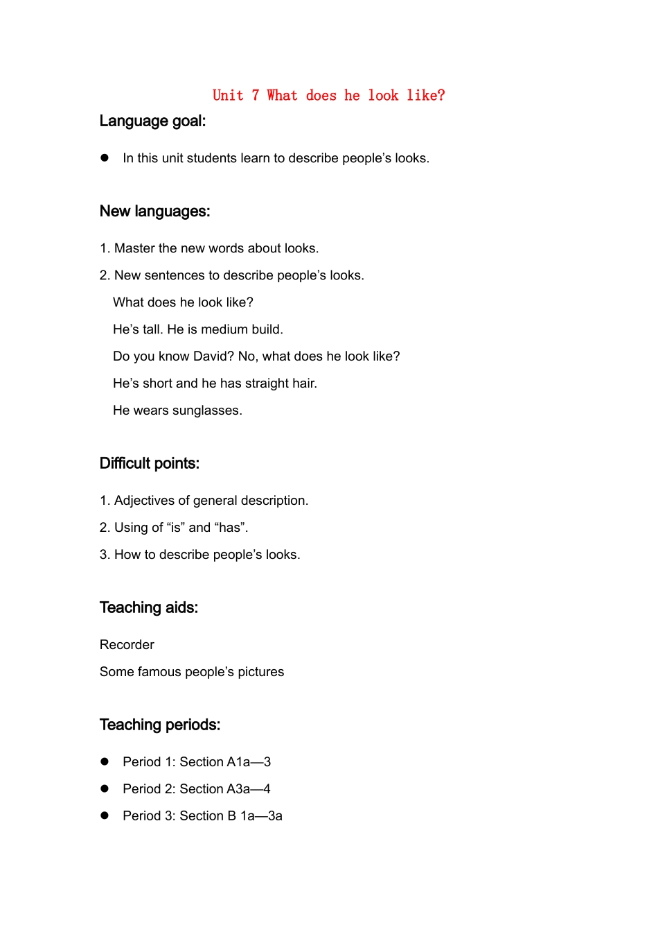 七年级英语 Unit 7 教案人教新课标版 _第1页