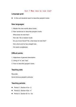 七年级英语 Unit 7 教案人教新课标版 