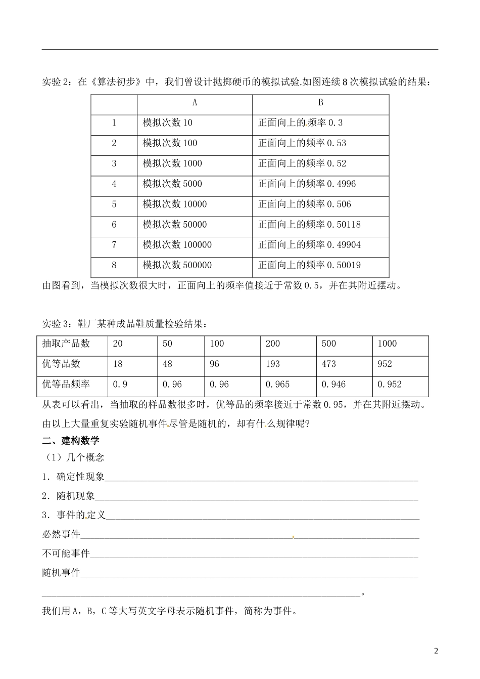 高中数学 3.1《随机事件及其概率》导学案 苏教版必修3_第2页