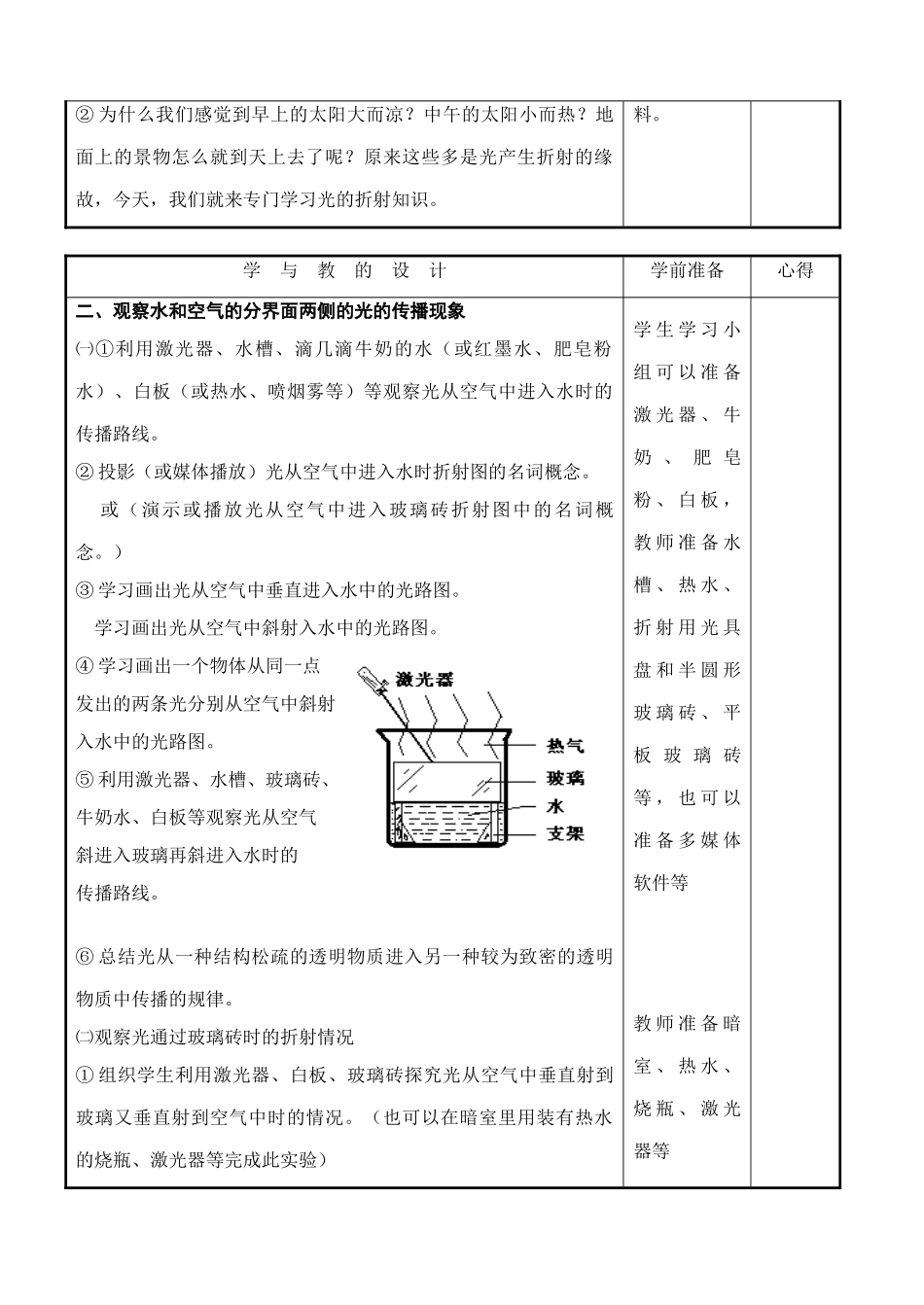 八年级物理§4.5 光的折射 透镜的奥秘教案苏科版_第3页