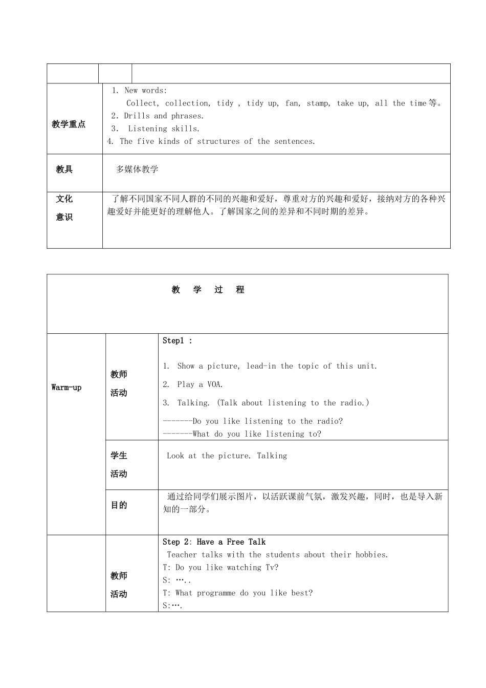 八年级英语下册 Module 3 On the radio备课教案 外研版_第2页