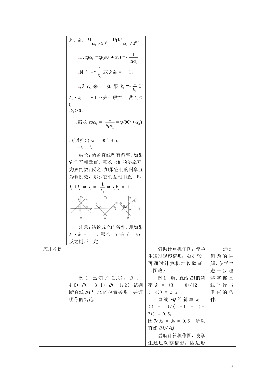 高中数学 3.1.2两条直线平行与垂直的判定精品教案 新人教A版必修2_第3页