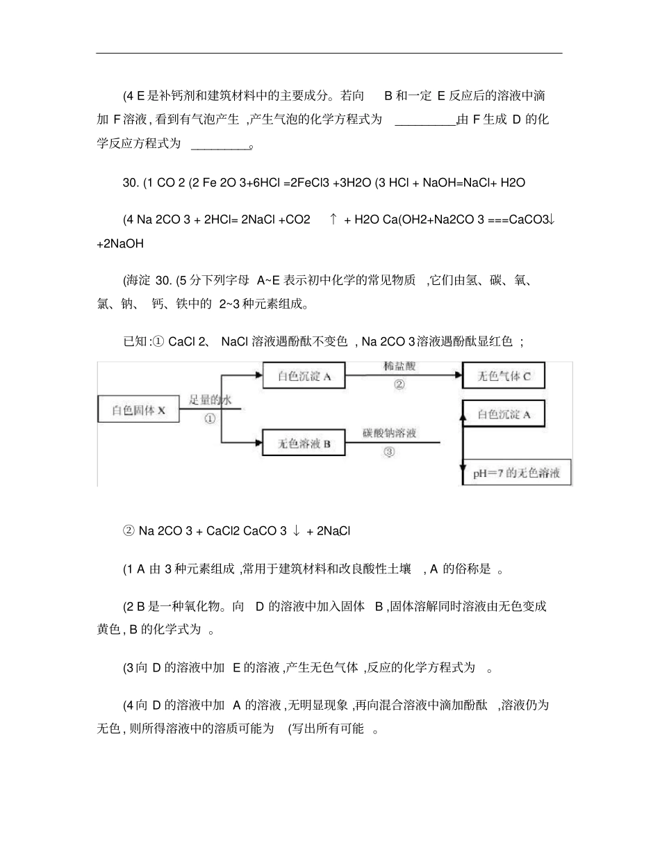 2015北京各区初三化学一模物质的组成和变化分析题汇编_第2页
