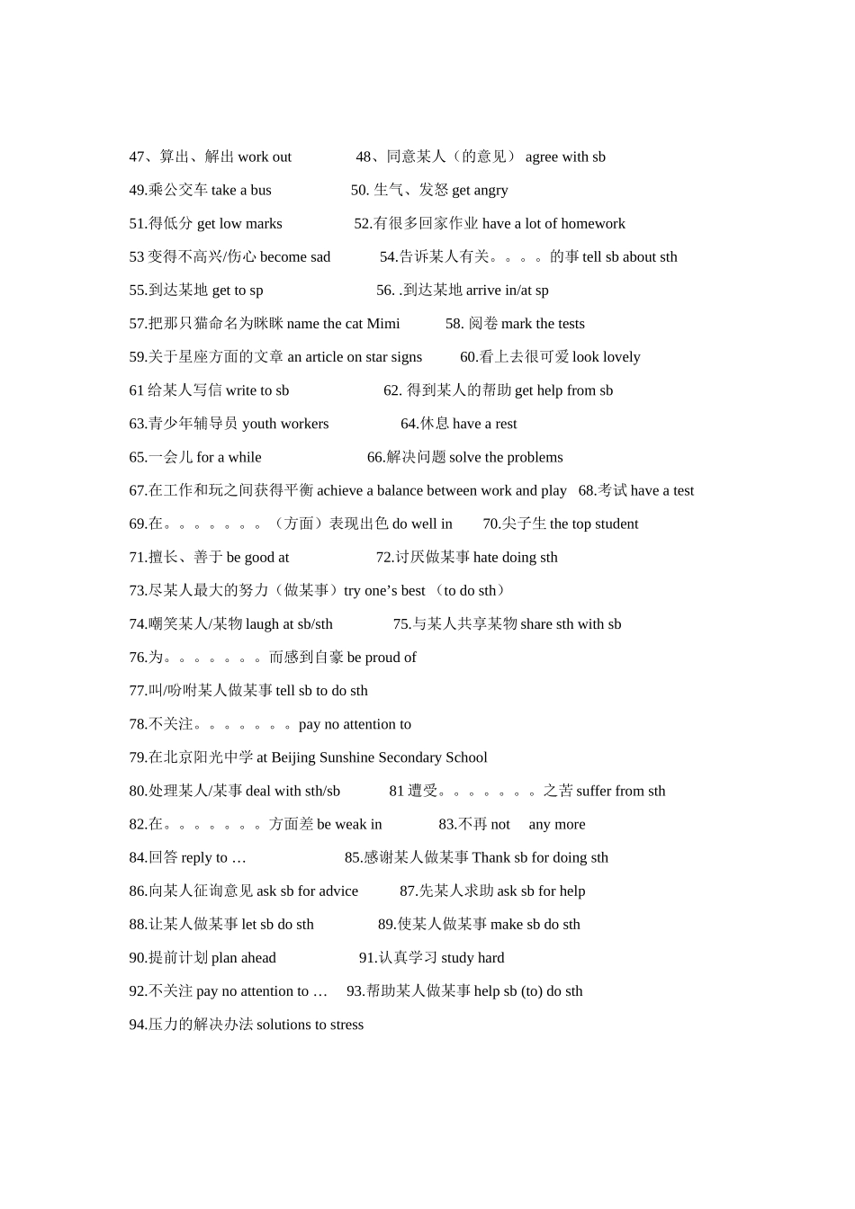 九年级英语9A Unit3 重点短语句子 牛津版_第2页