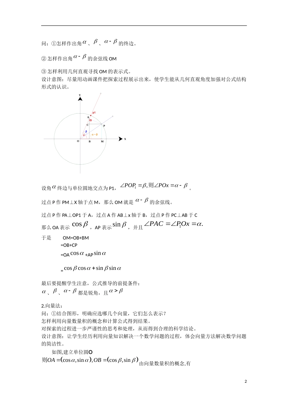高中数学 3.1.1两角差的余弦公式（讲）新人教A版必修4-新人教A版高中必修4数学教案_第2页
