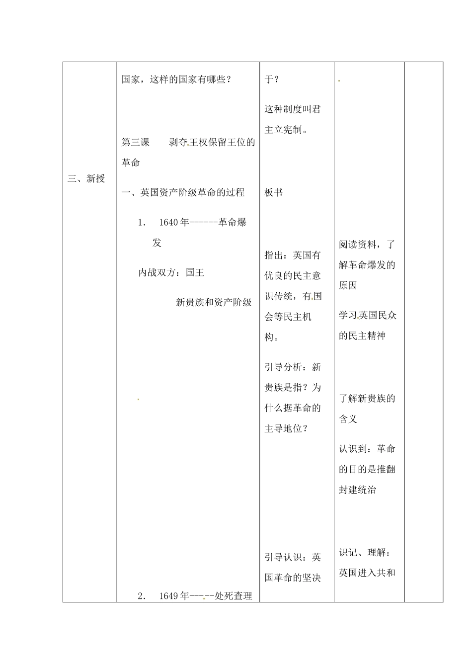 九年级历史上册 1.3《剥夺王权保留王位的革命》教案（1） 北师大版_第2页