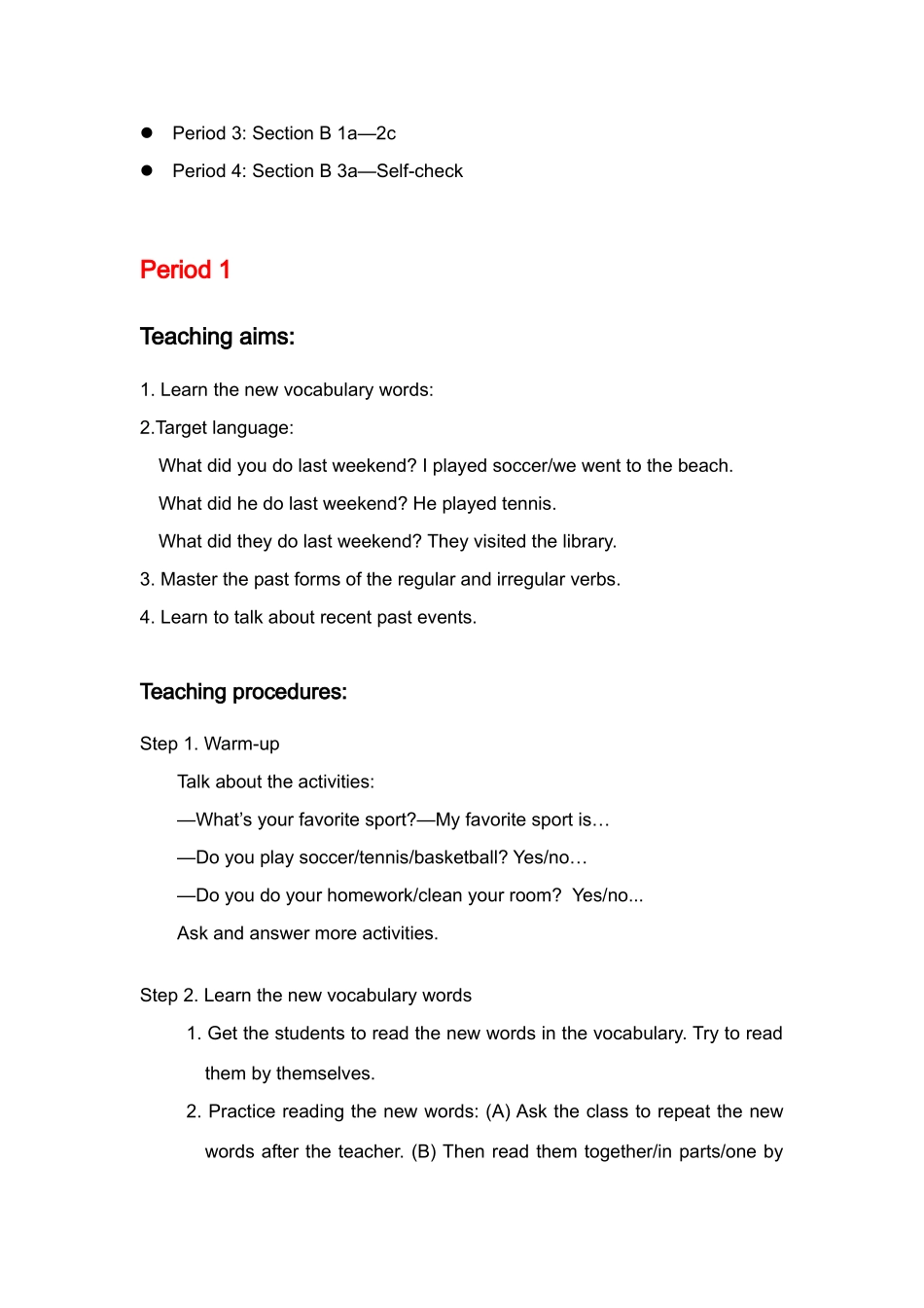 七年级英语 Unit 9  教案人教新课标版 _第2页