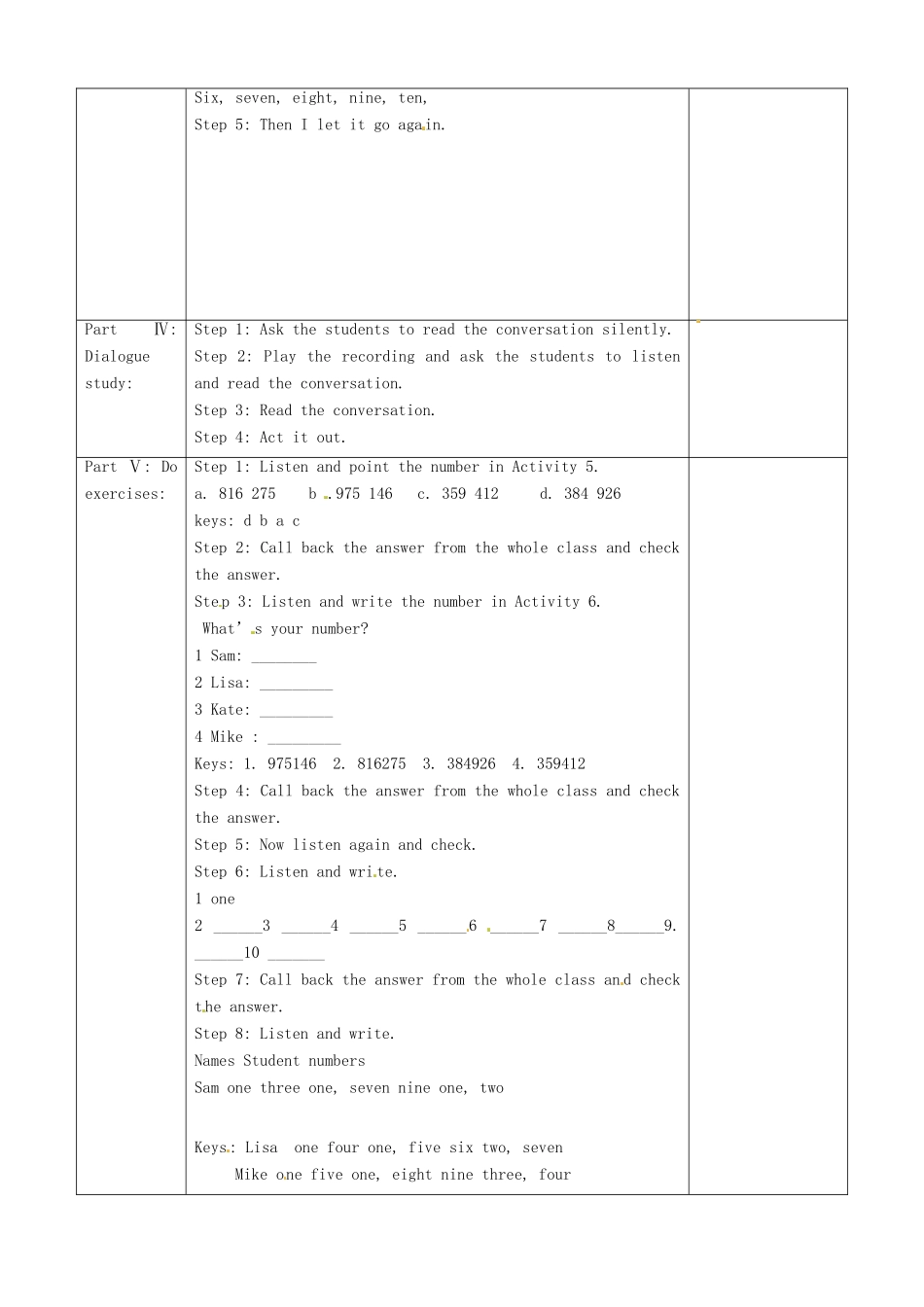 七年级英语上册 Starter Module 2 Unit 2 What’s your number教案 （新版）外研版-（新版）外研版初中七年级上册英语教案_第2页