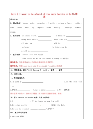 宁夏银川市第四中学九年级英语全册 Unit 2 I used to be afraid of the dark Section A 1a-3b学案（无答案） 人教新目标版