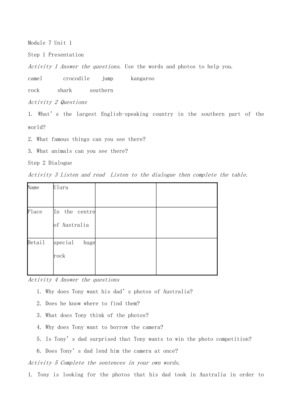 九年级英语上册Module 7 Unit 1 I’m looking for the photos that you took in Australia_第2页