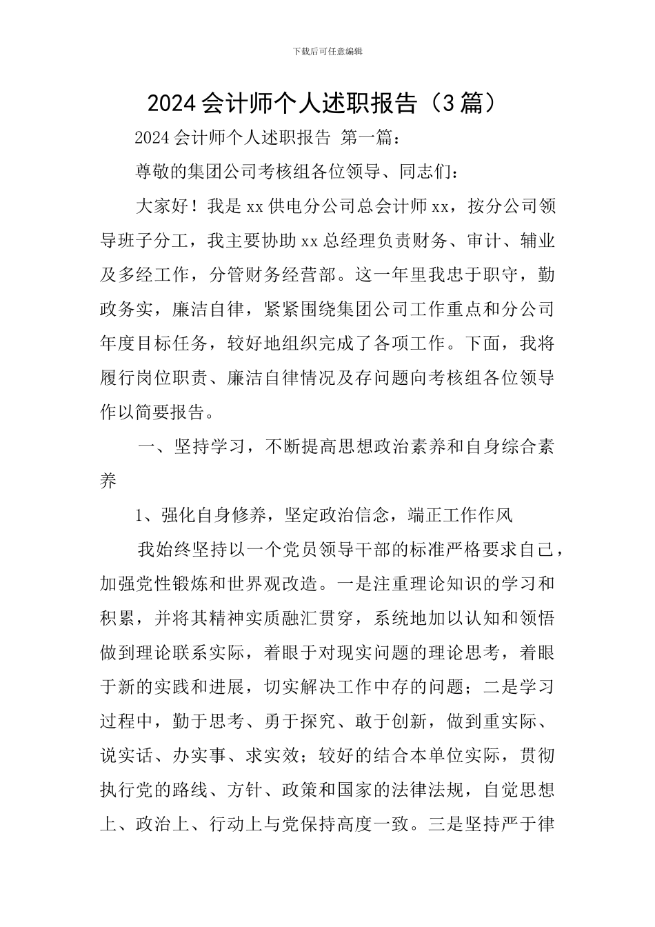 2024会计师个人述职报告_第1页