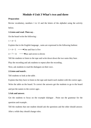 七年级英语Module 4 Unit3 What’s two and three外研版