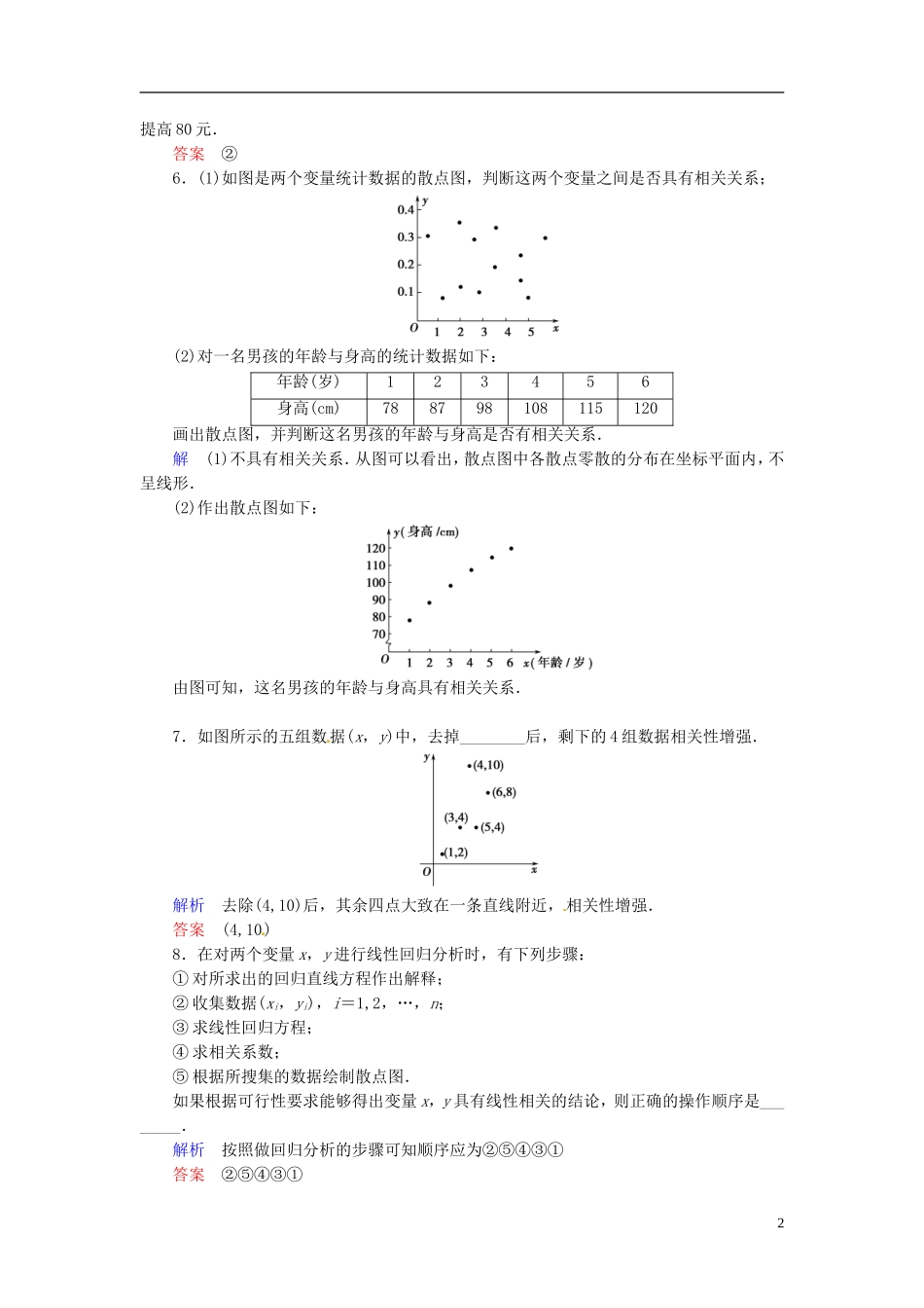 高中数学 2.4《线性回归方程》同步检测（2） 苏教版必修3_第2页