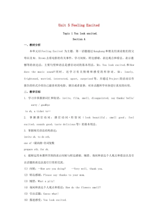 八年级英语下册 Unit 5 Feeling excited Topic 1 You look excited Section A教案 （新版）仁爱版-（新版）仁爱版初中八年级下册英语教案