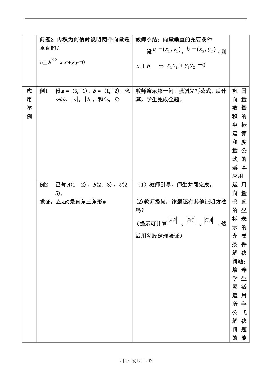 高中数学 2.4.2《平面向量数量积的坐标表示、模、夹角2》教案人教版必修4_第3页