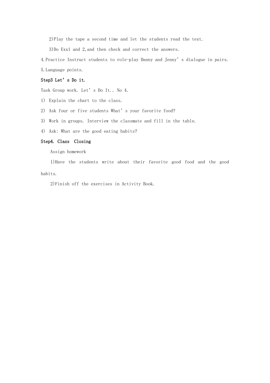 七年级英语下册 Unit 7 Lesson 37 You Are What You Eat教案 （新版）冀教版-（新版）冀教版初中七年级下册英语教案_第2页