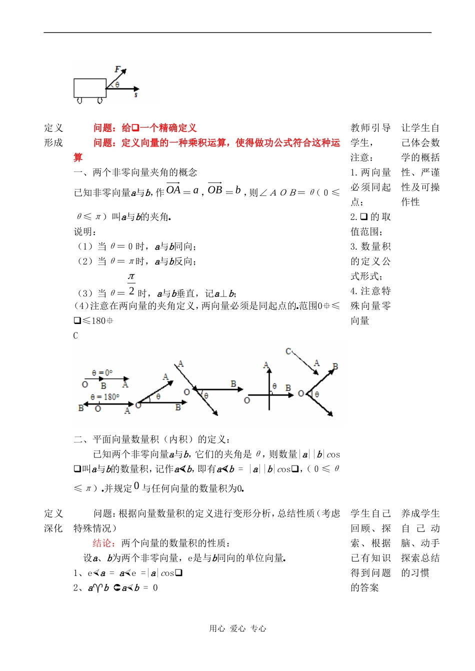 高中数学 2.4.1《平面向量数量积的物理背景及其定义》教案人教版必修4_第2页