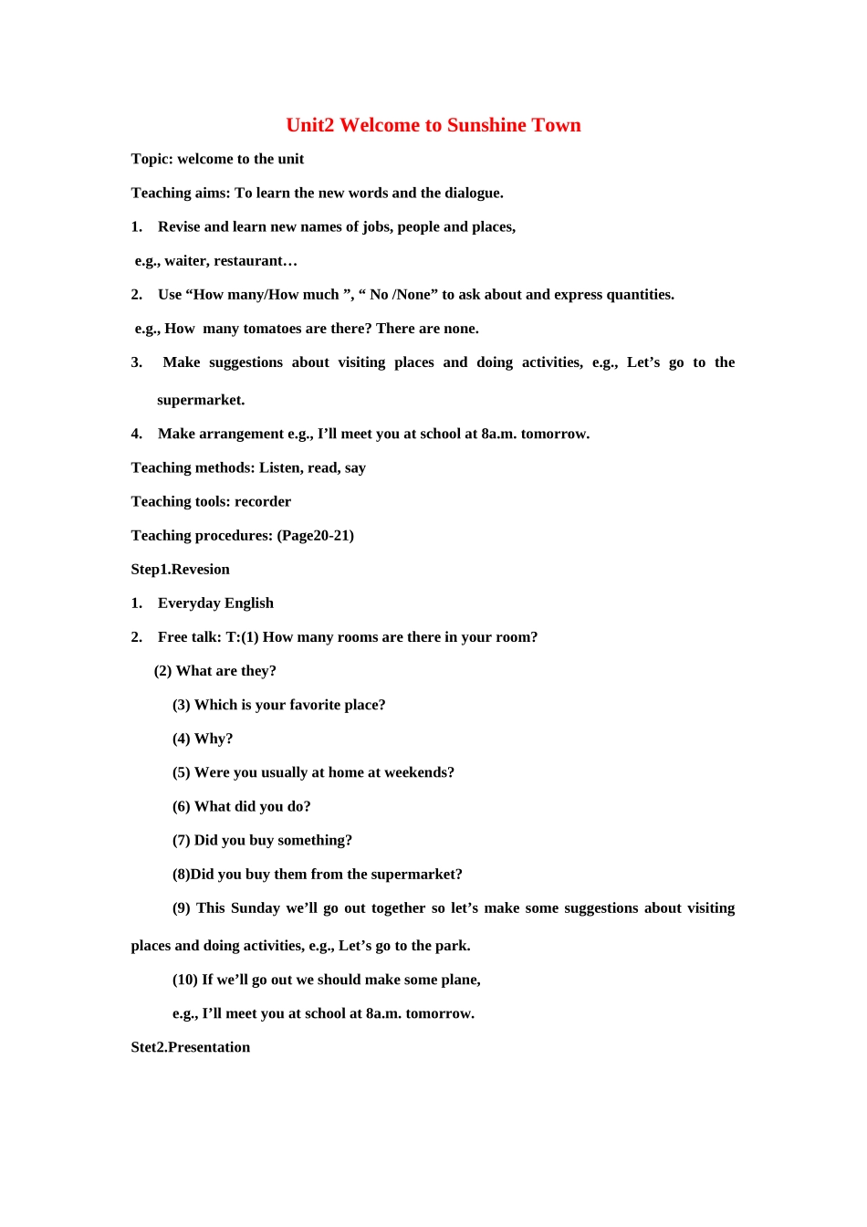 七年级英语下unit2全套教案牛津版_第1页