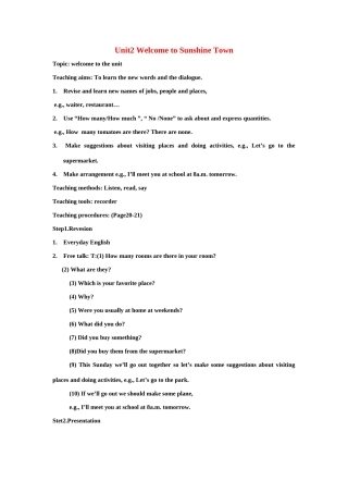 七年级英语下unit2全套教案牛津版