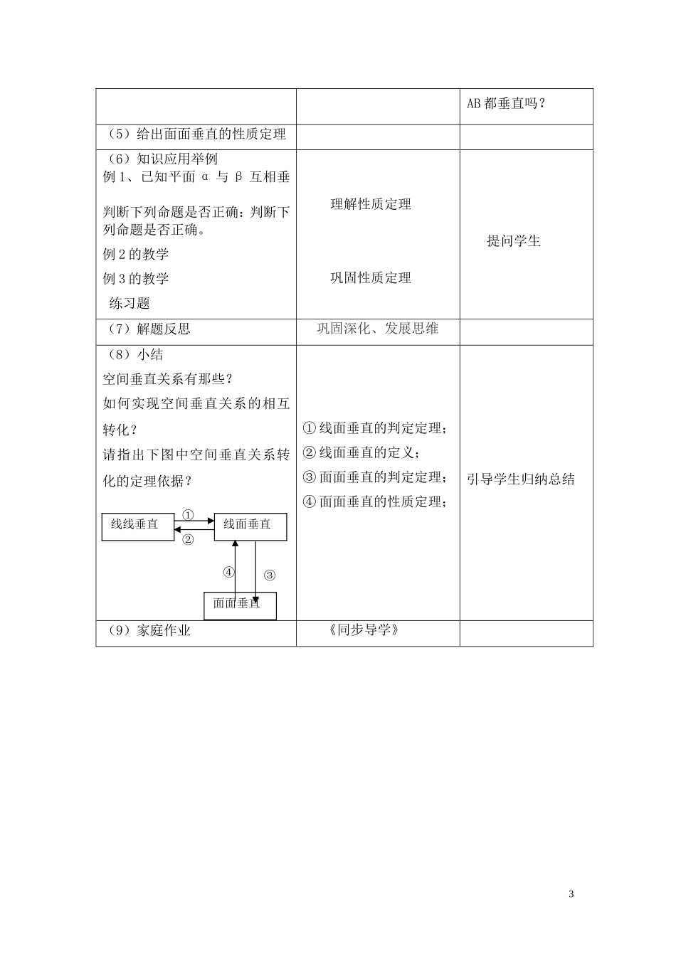 高中数学 2.3.4 平面与平面垂直的性质教学设计 新人教A版必修2_第3页