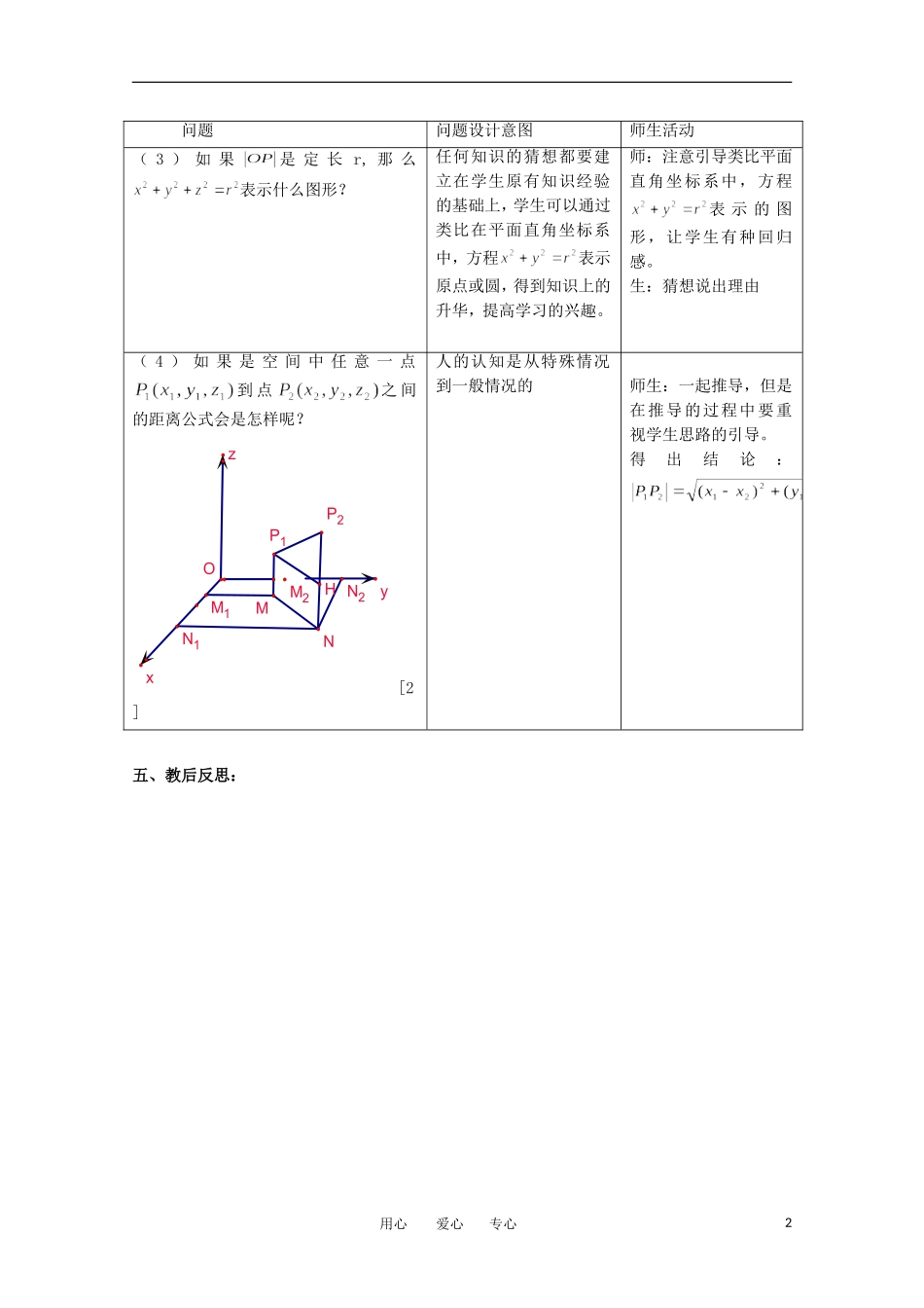 高中数学 2.3.2空间两点间的距离公式教案 北师大必修2_第2页