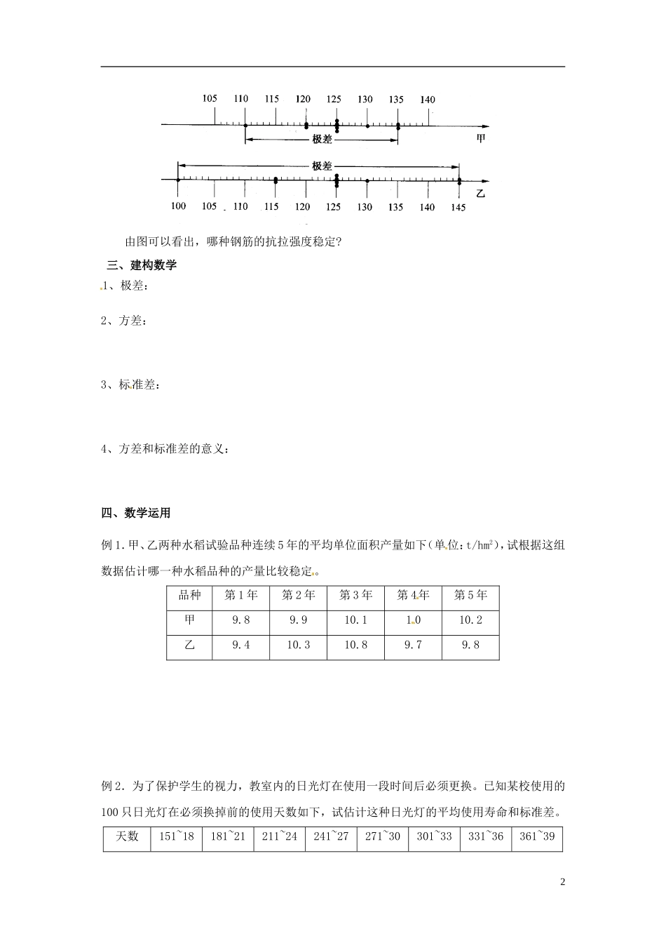 高中数学 2.3.2《方差与标准差》导学案 苏教版必修3_第2页