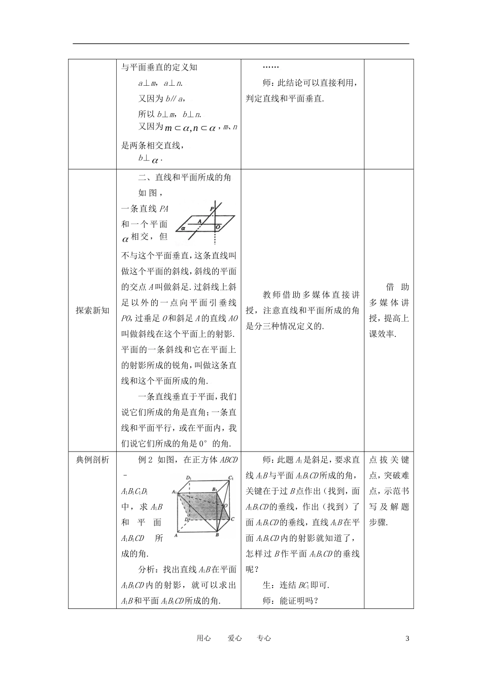 高中数学 2.3.1直线与平面垂直的判定全册精品教案 新人教A版必修2_第3页