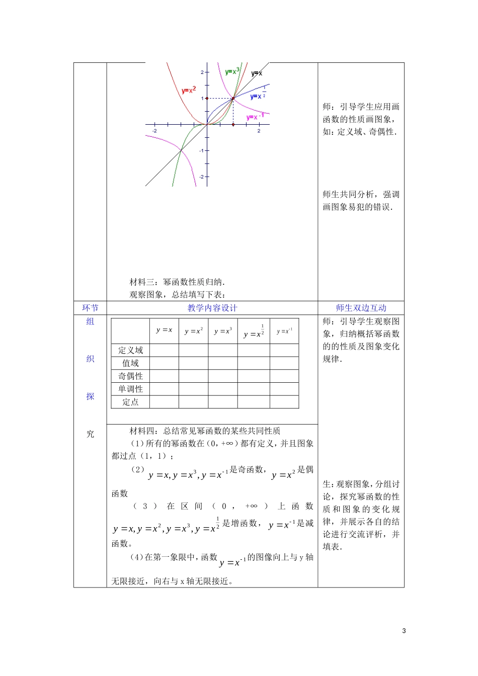 高中数学 2.3.1幂函数的概念教学设计 湘教版必修1-湘教版高一必修1数学教案_第3页