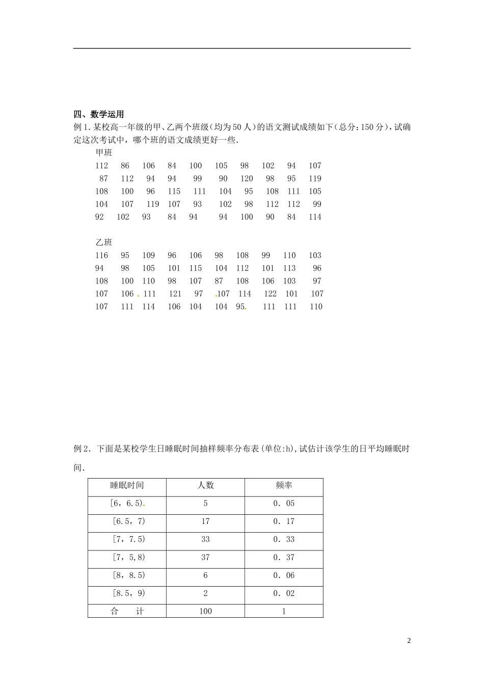 高中数学 2.3.1《平均数及其估计》导学案 苏教版必修3_第2页