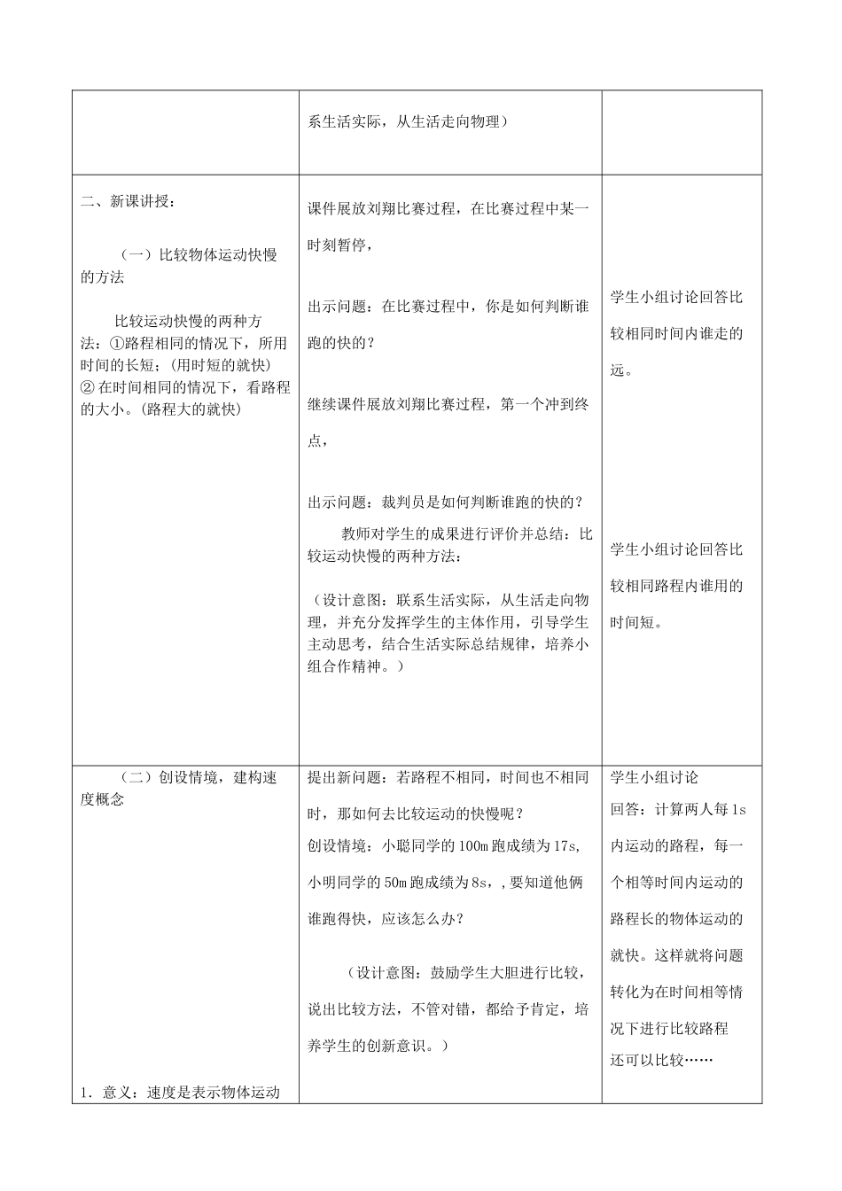 八年级物理上册 第一章 机械运动 三、运动的快慢名师教案3 人教新课标版_第2页