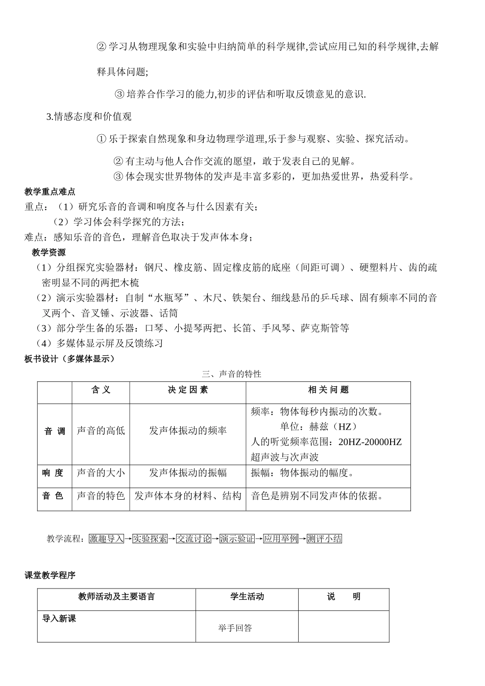 八年级物理 第四节 声音的特性教案 人教新课标版_第2页