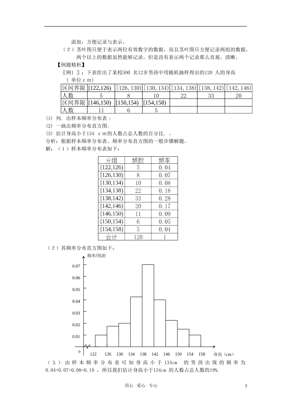 高中数学 2.2用样本估计总体教案  新人教A版必修3_第3页