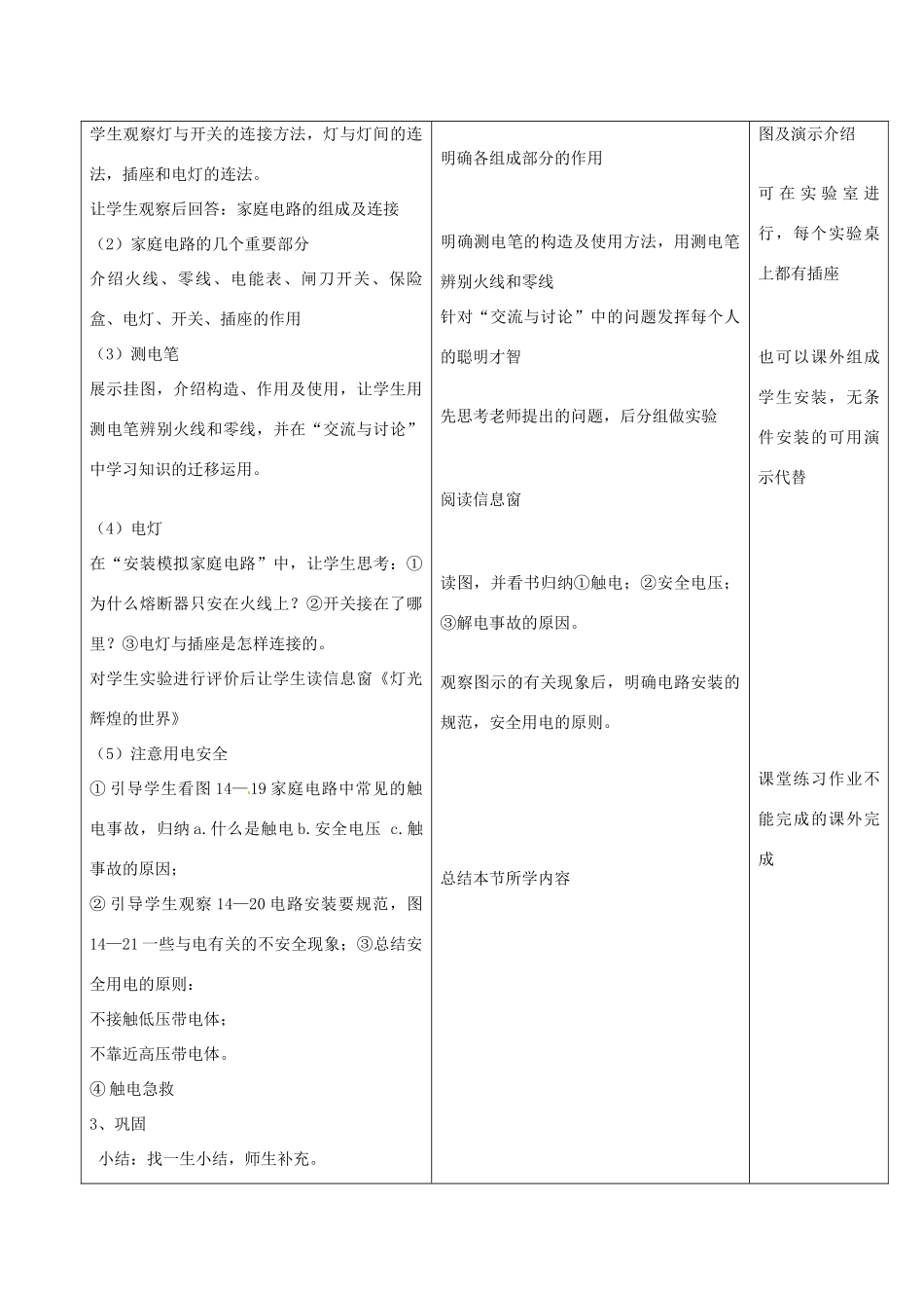 九年级物理 家庭用电（教案） 沪科版_第2页