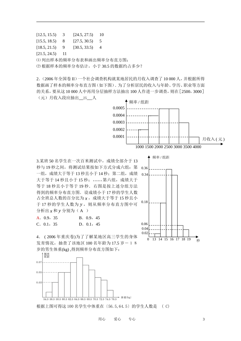 高中数学 2.2用样本估计总体（一）全册精品教案 新人教A版必修3_第3页