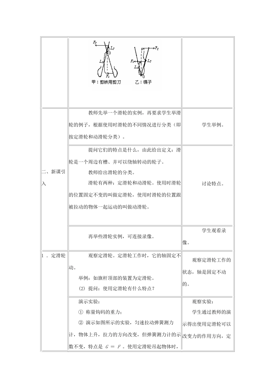 八年级物理下册 12.3滑轮教案 教科版-教科版初中八年级下册物理教案_第2页
