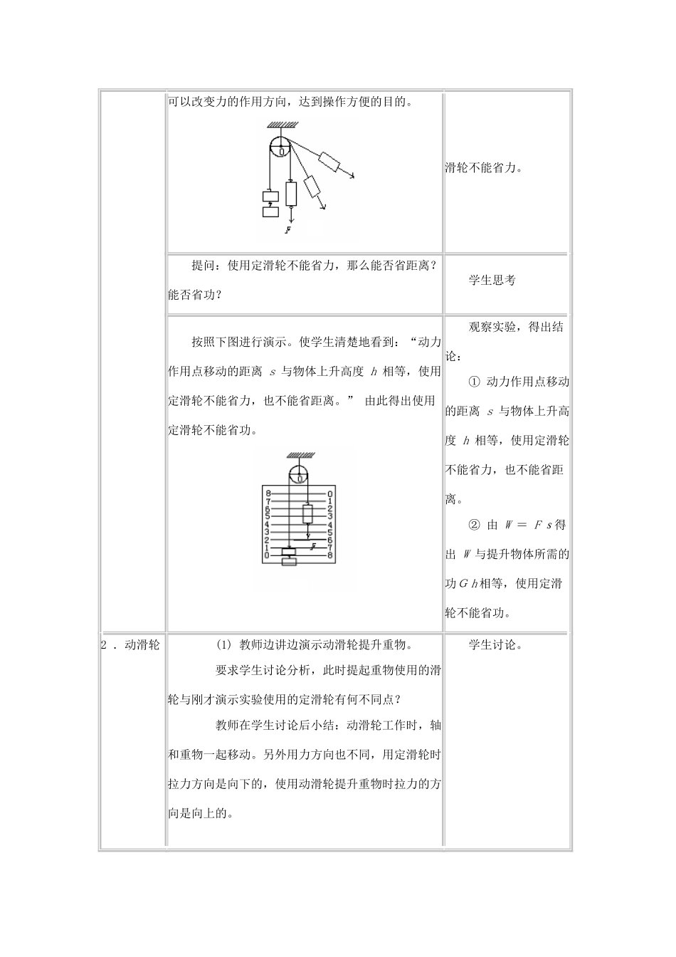 八年级物理下册 12.3滑轮教案 教科版-教科版初中八年级下册物理教案_第3页