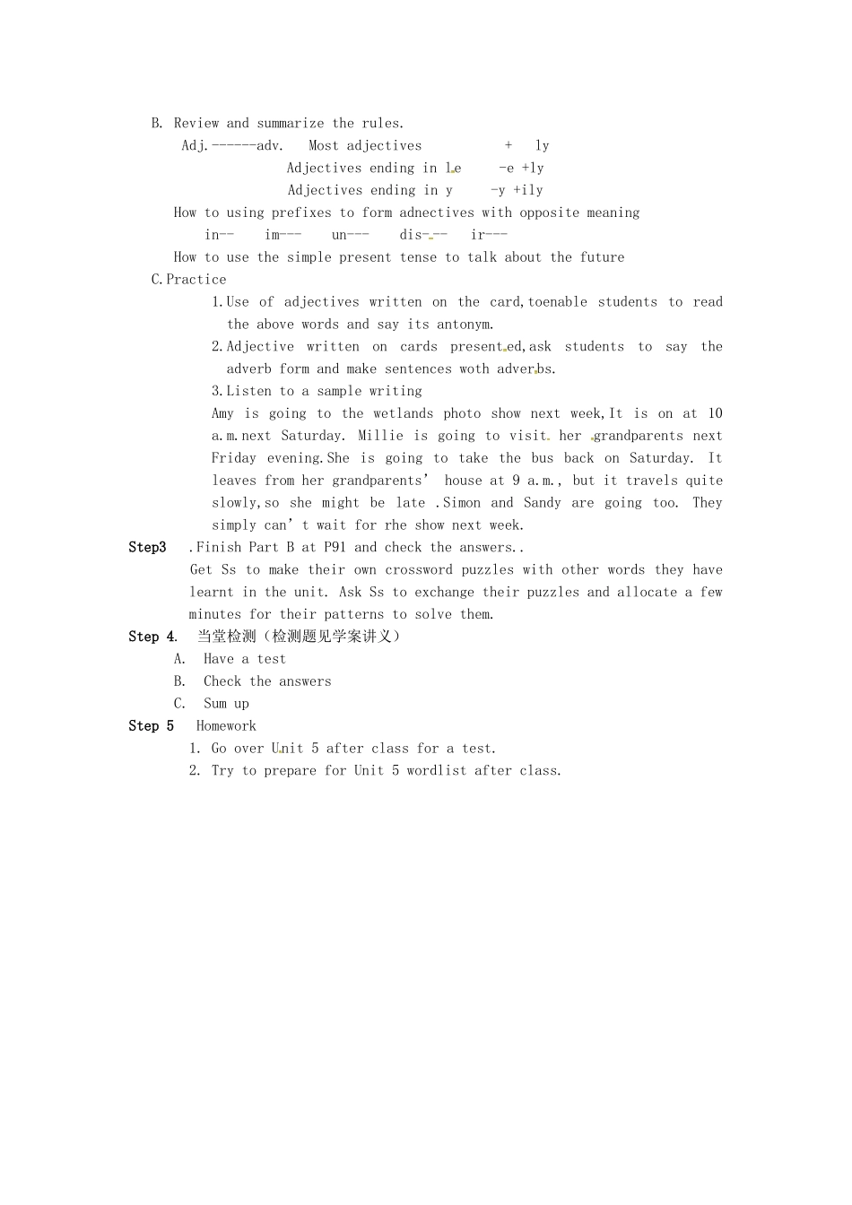 八年级英语上册 Unit 6 Bird watching Period 10 Check out教案 （新版）牛津版-（新版）牛津版初中八年级上册英语教案_第2页