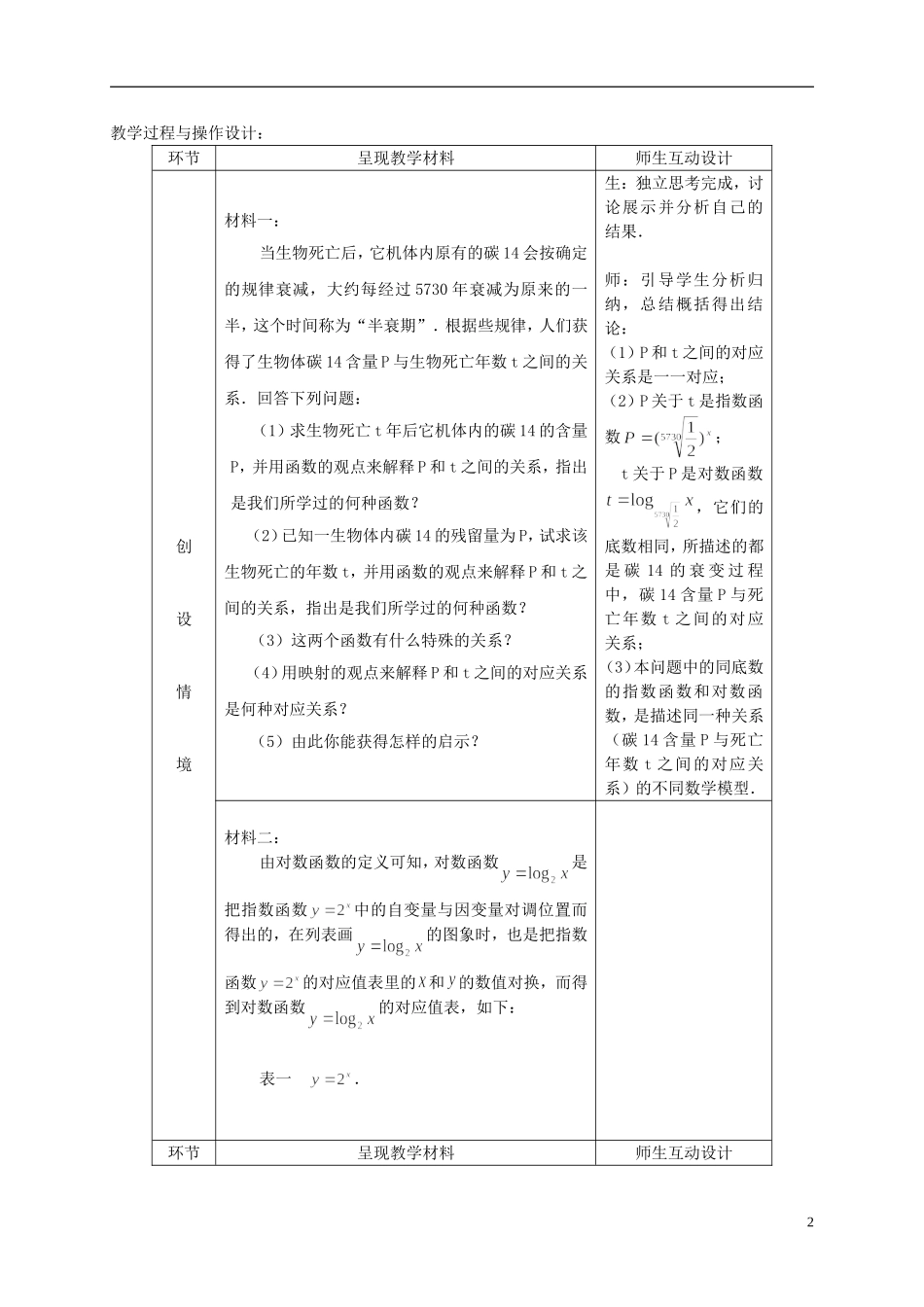 高中数学 2.2.2对数函数（三）教案 新人教必修1-人教版高一必修1数学教案_第2页
